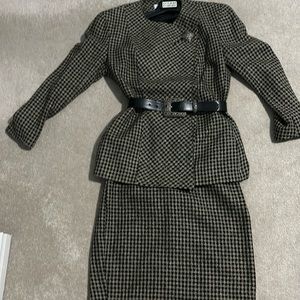 Skirt with matching jacket. 100% wool  tan and black